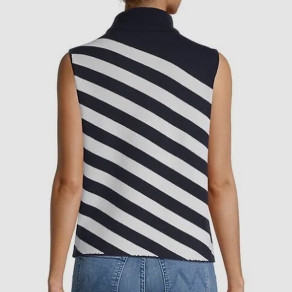 Molly Cashmere Navy Stripes Asymmetrical top - Picture 3 of 12